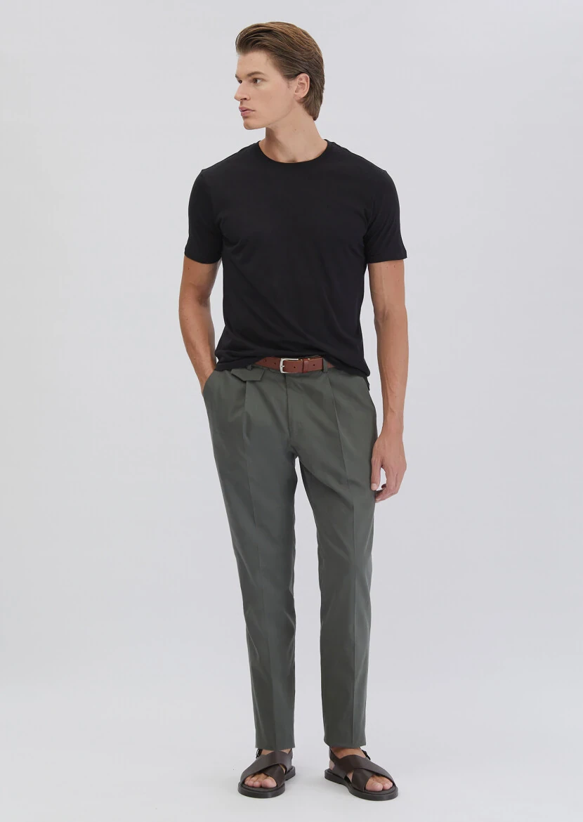 Siyah Düz Bisiklet Yaka T-Shirt - RAMSEY