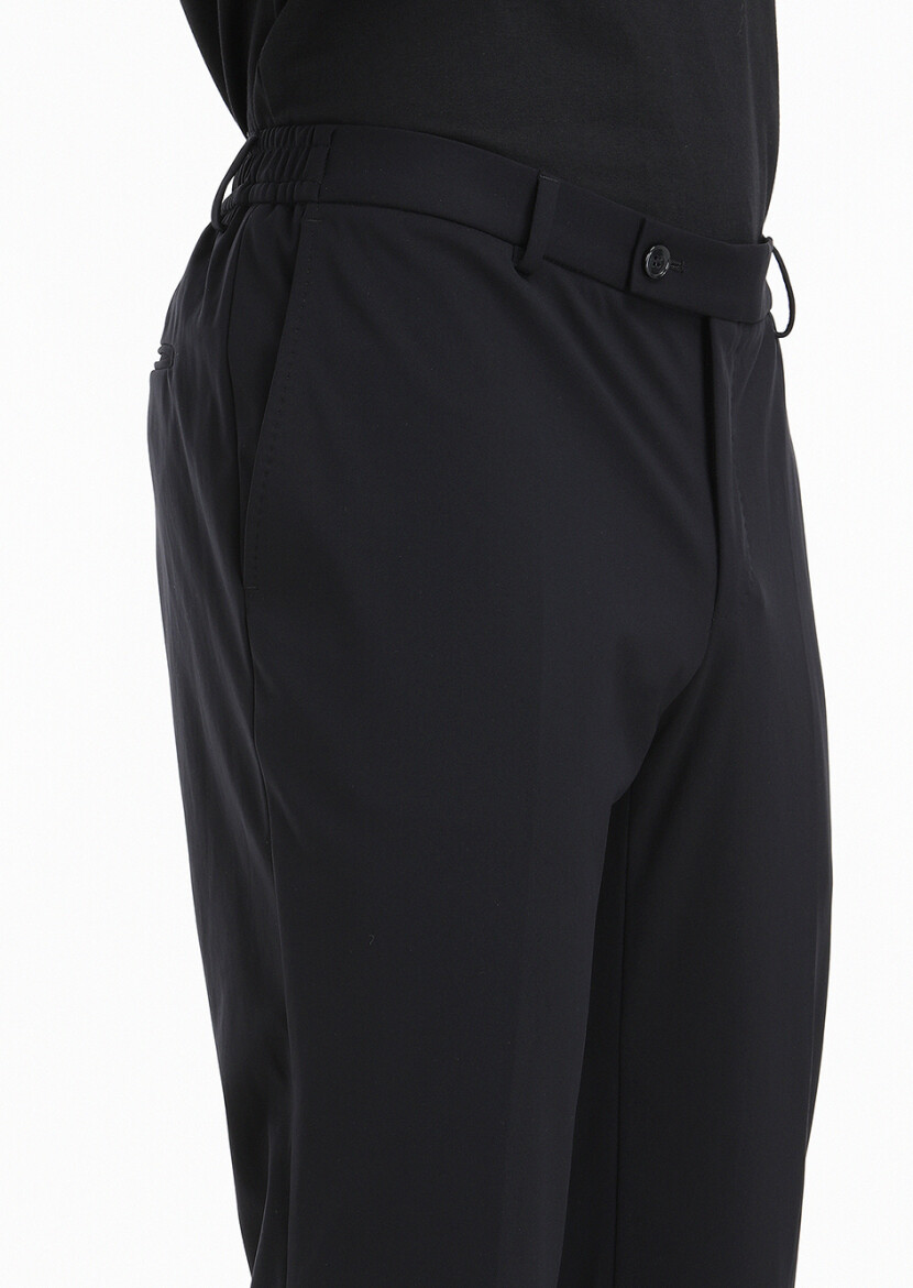 Siyah Düz Comfort Fit Örme Takım Elbise - 5