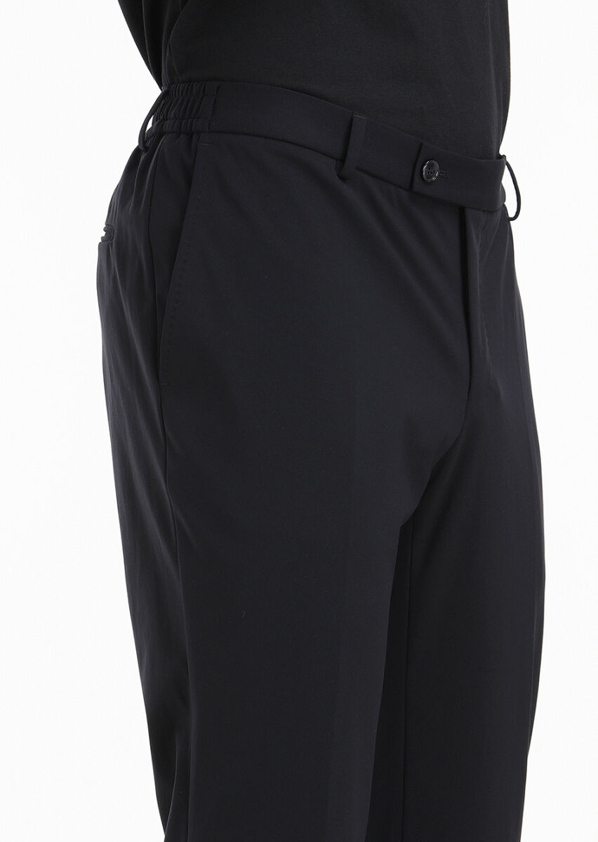 Siyah Düz Comfort Fit Örme Takım Elbise - 5