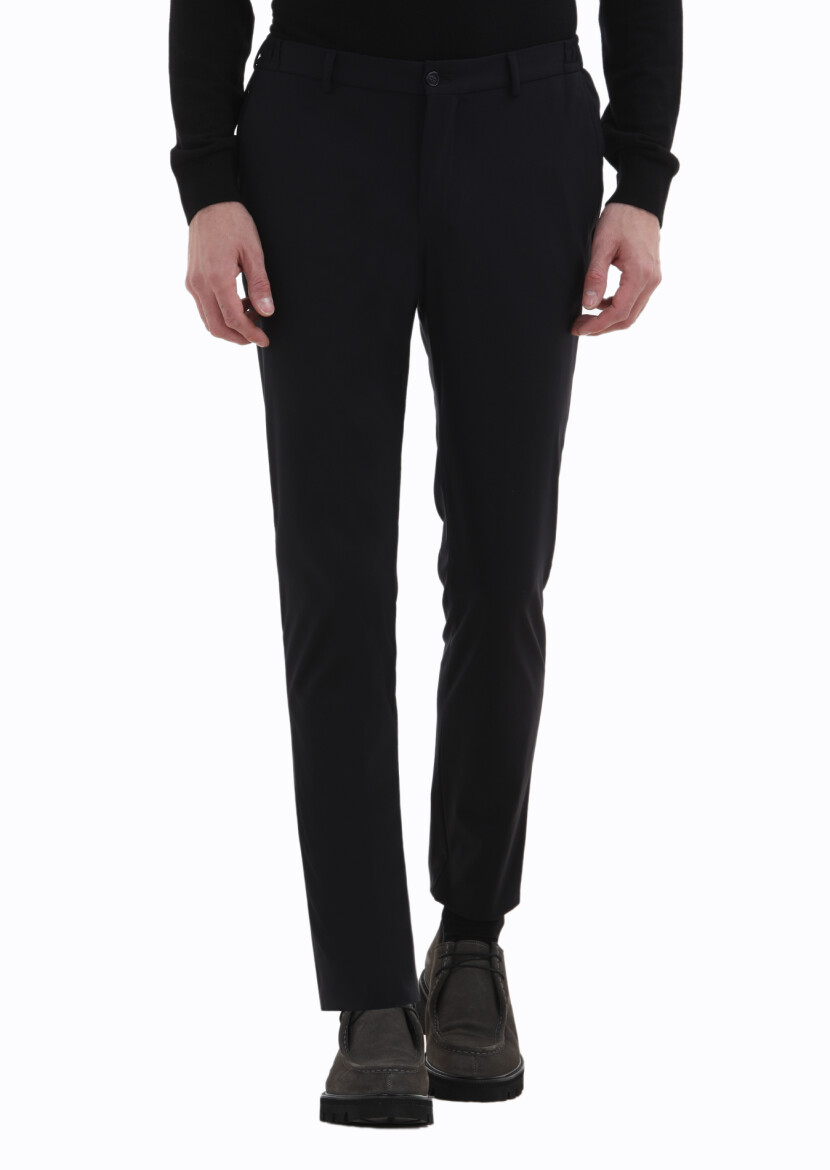 Siyah Düz Comfort Fit Örme Takım Elbise - 4