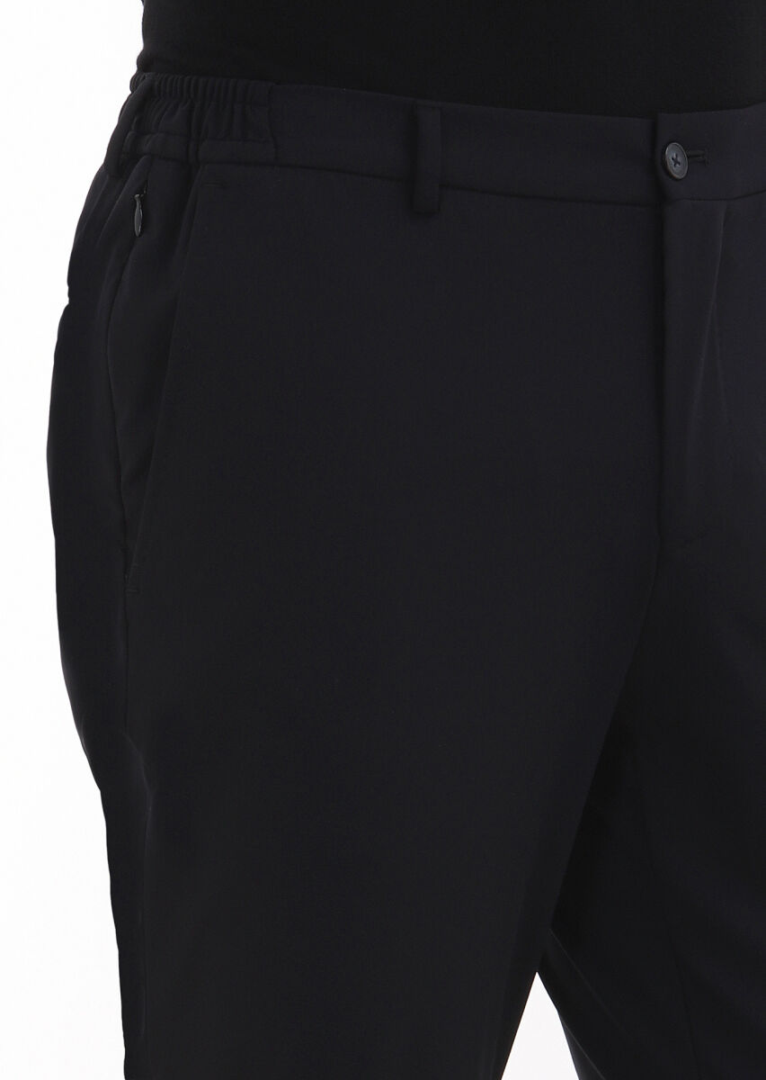 Siyah Düz Comfort Fit Örme Takım Elbise - 5