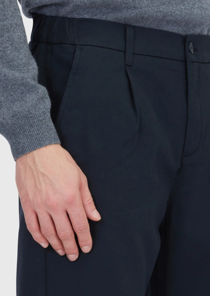 Siyah Düz Dokuma Jogging Fit Casual Pamuk Karışımlı Pantolon - 3