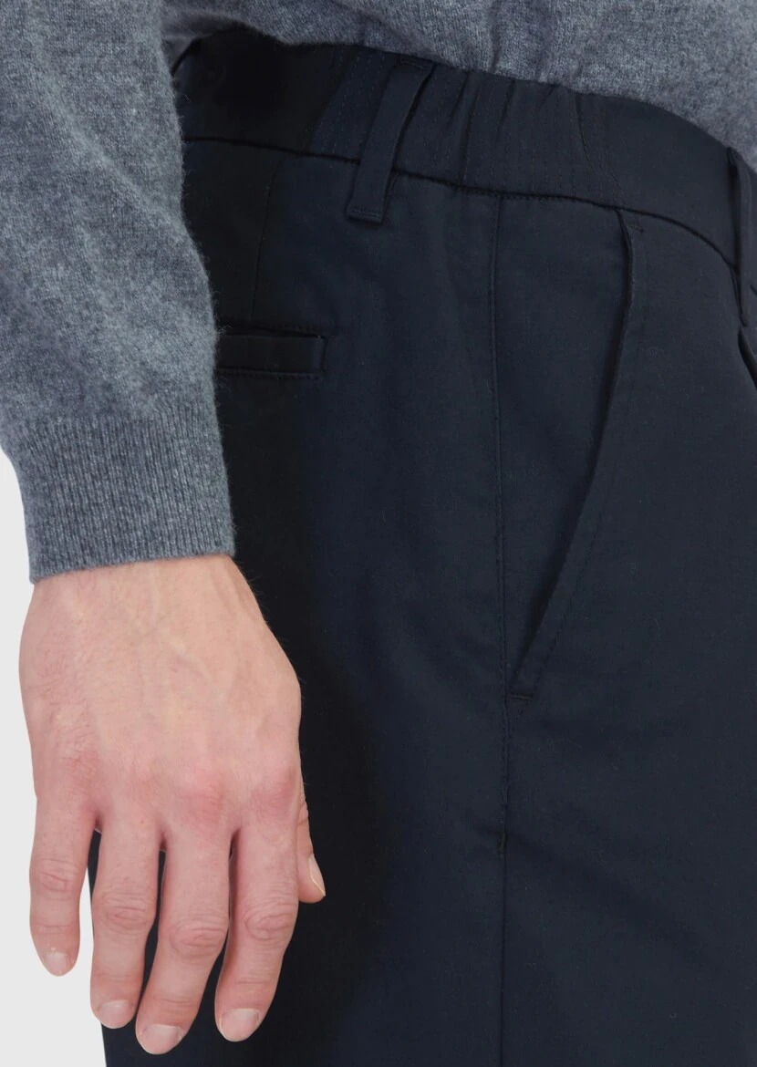 Siyah Düz Dokuma Jogging Fit Casual Pamuk Karışımlı Pantolon - 4