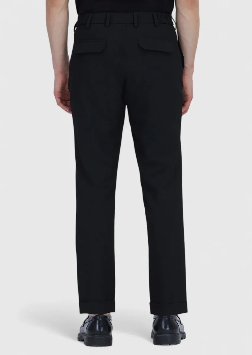 Siyah Düz Dokuma Jogging Fit Casual Pantolon - 5