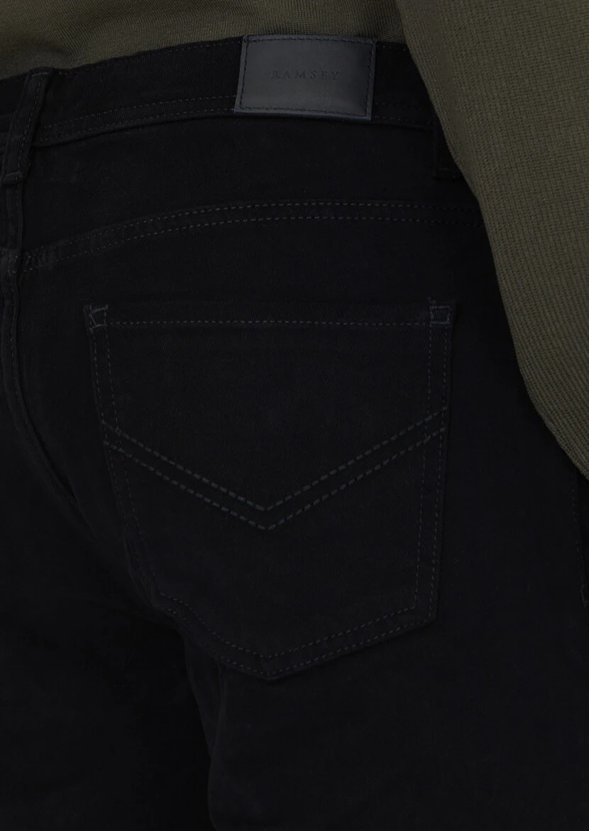 Siyah Düz Dokuma Slim Fit Casual Pamuk Karışımlı Pantolon - 4