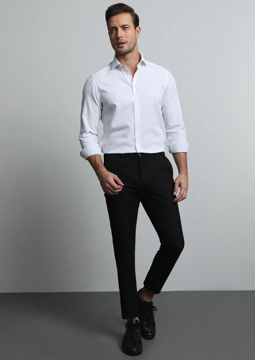 Siyah Düz Örme Jogging Fit Casual Pamuk Karışımlı Pantolon - 1