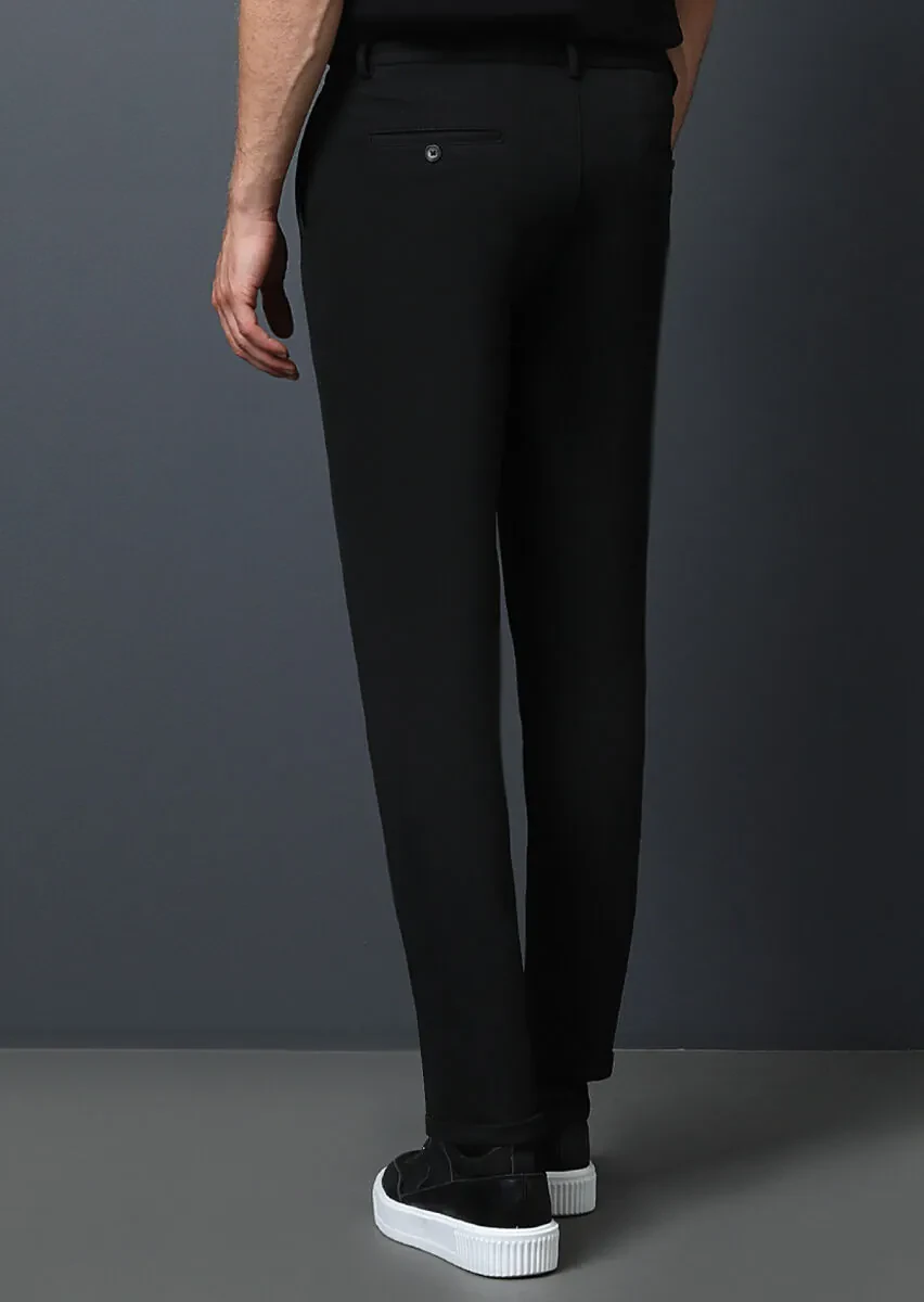 Siyah Düz Örme Jogging Fit Casual Pantolon - 5