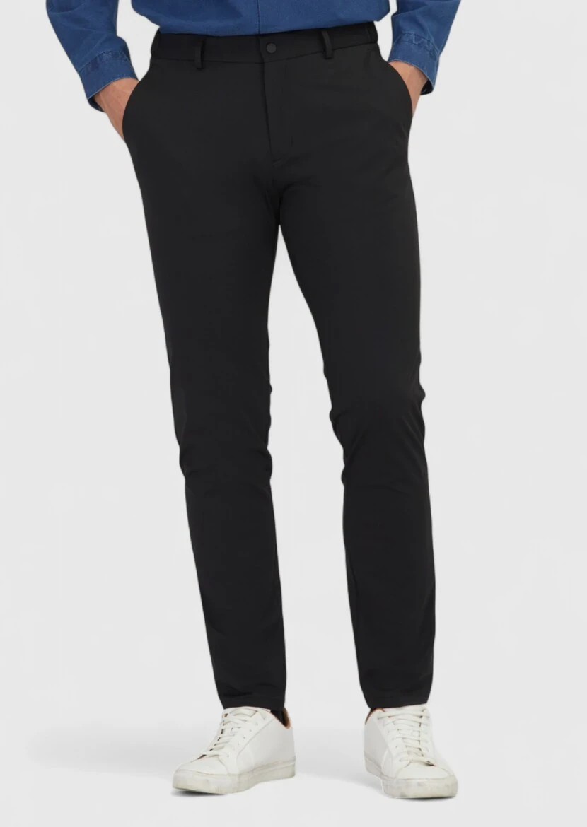 Siyah Düz Örme Jogging Fit Casual Pantolon 