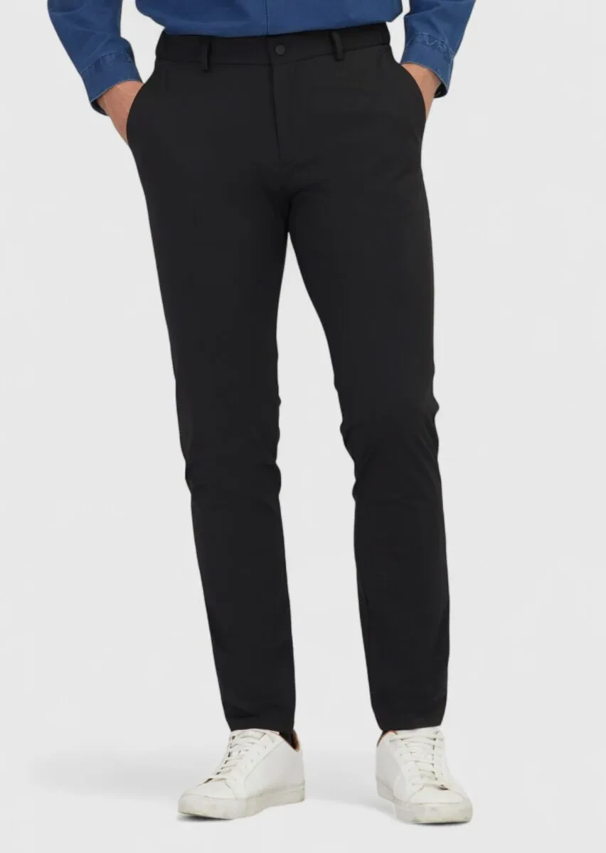 Siyah Düz Örme Jogging Fit Casual Pantolon - 2