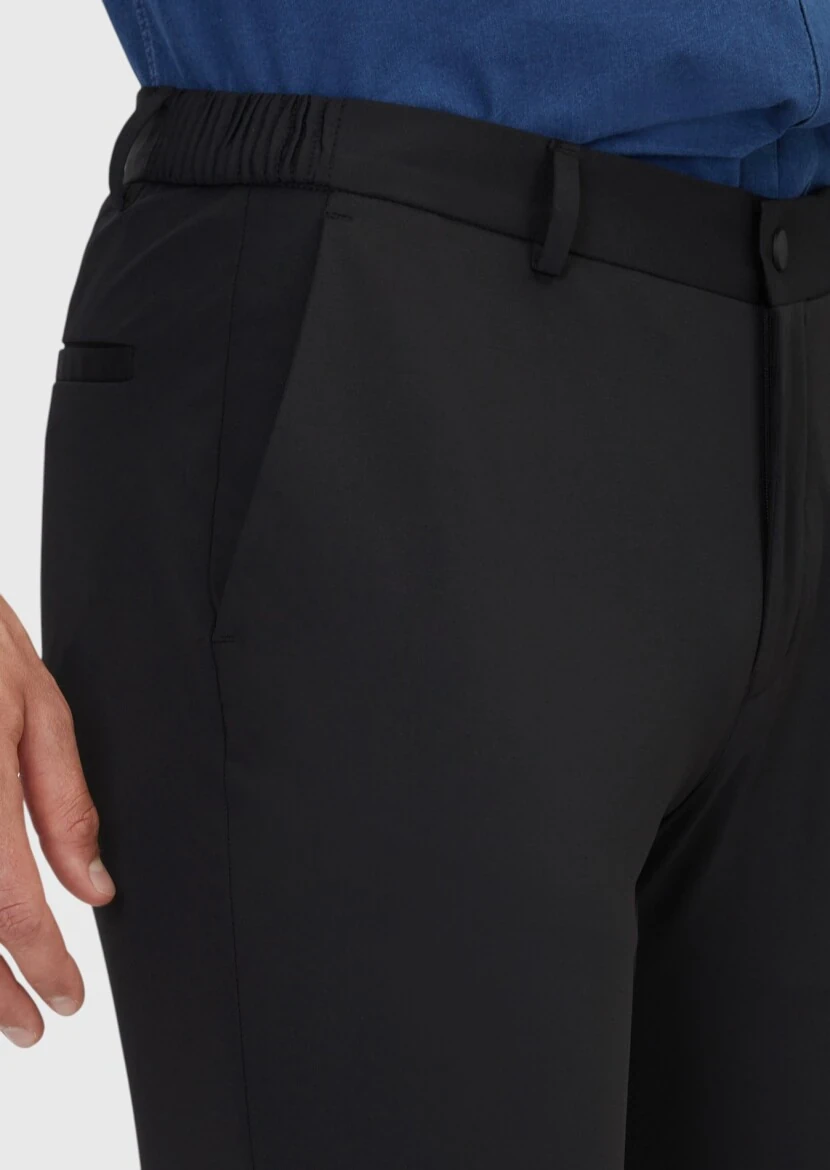 Siyah Düz Örme Jogging Fit Casual Pantolon - 3