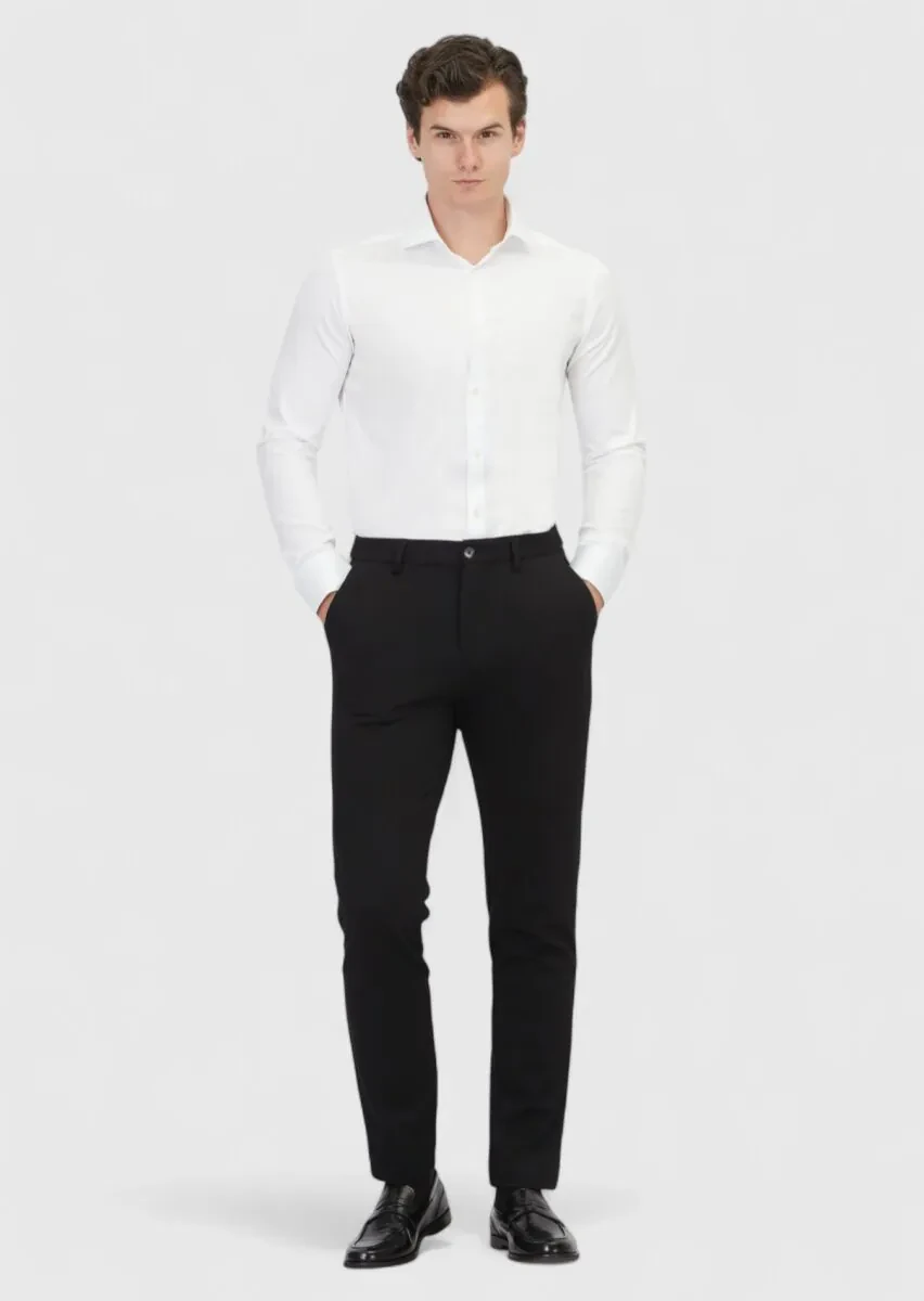 Siyah Düz Örme Jogging Fit Casual Pantolon - 1