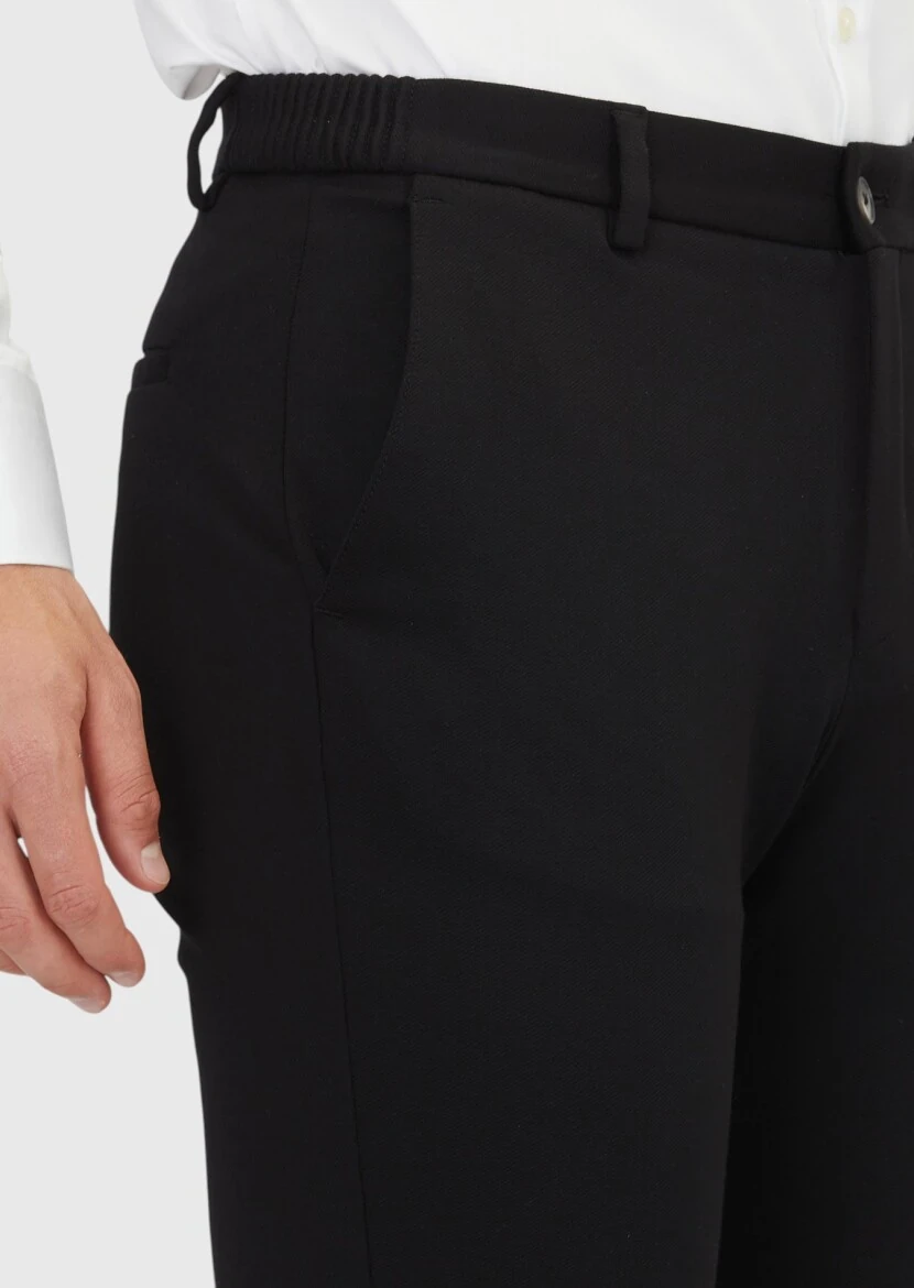 Siyah Düz Örme Jogging Fit Casual Pantolon - 3