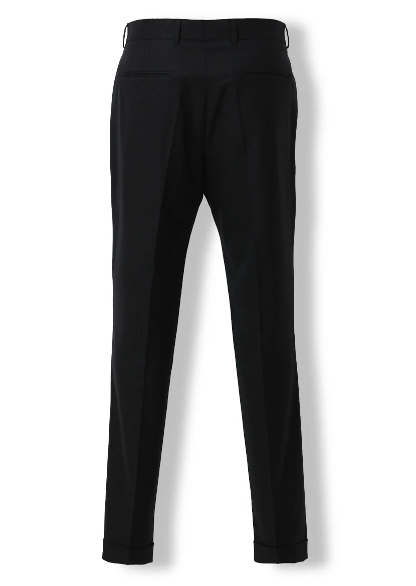 Siyah Düz Oversize Fit Yün Karışımlı Takım Elbise - 6