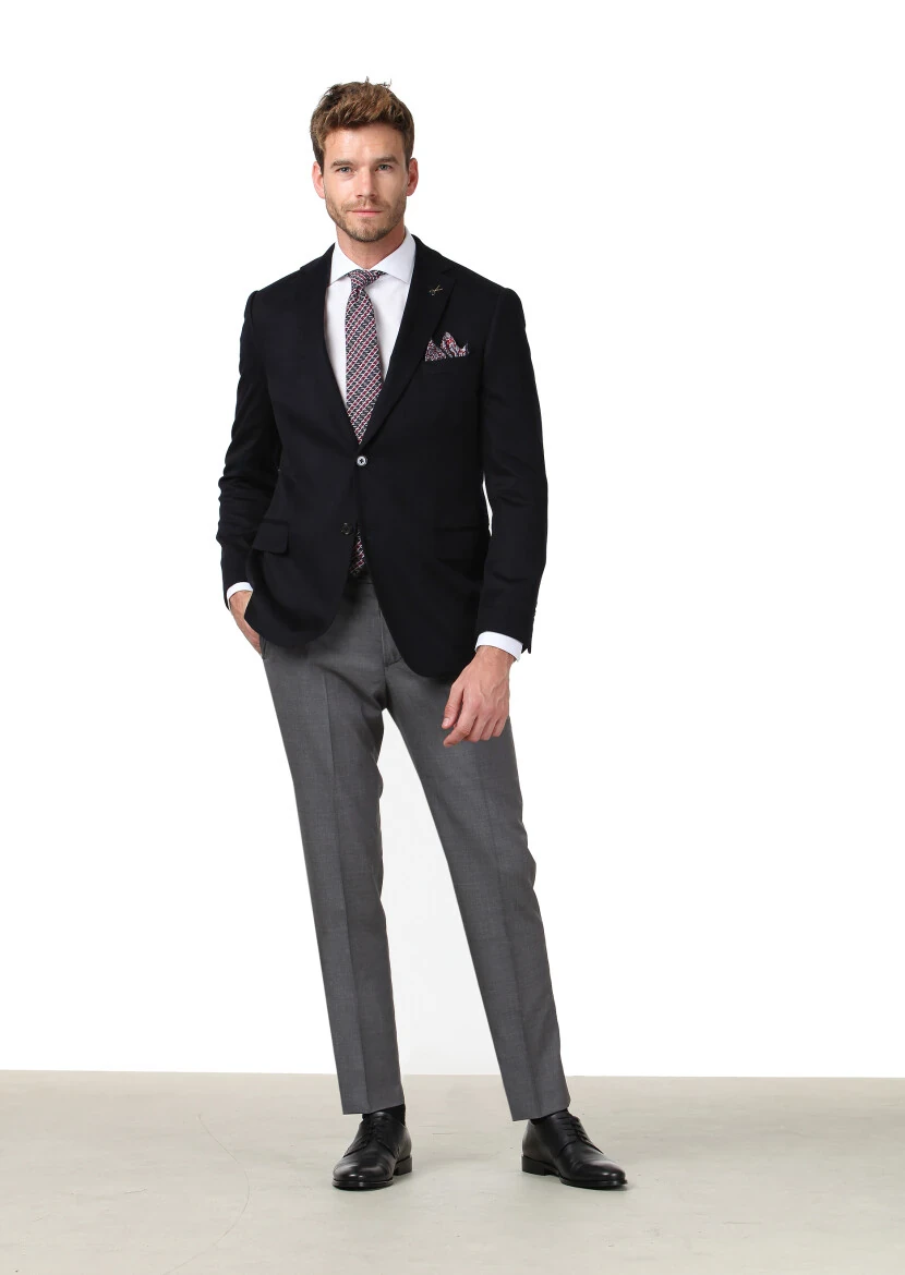 Siyah Düz Regular Fit %100 Kaşmir Ceket - 4