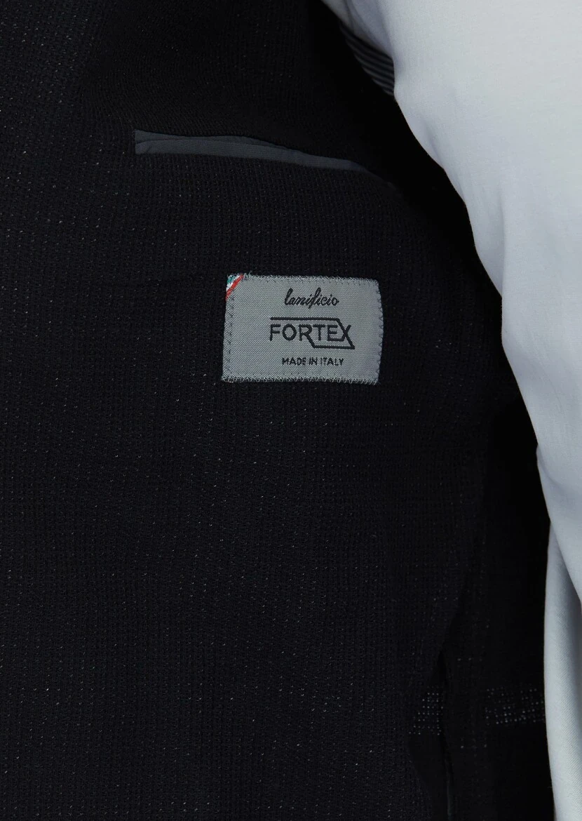 Siyah Düz Shirt Shoulder Slim Fit Pamuk Karışımlı Örme Ceket - 5