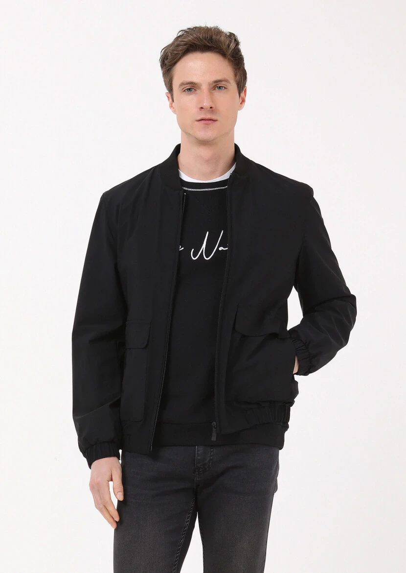 Siyah Düz Sweatshırt - 4