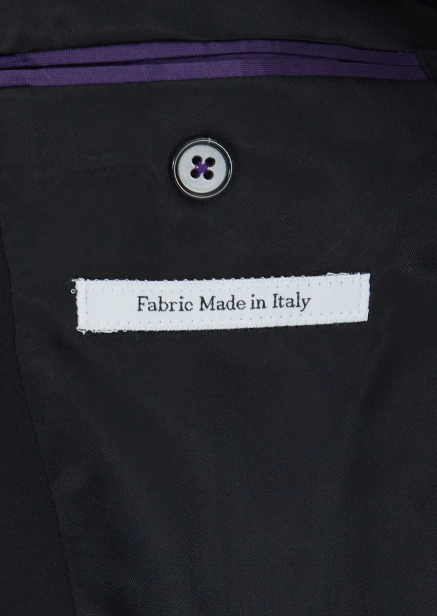 Siyah Düz Yün Karışımlı Takım Elbise - 5