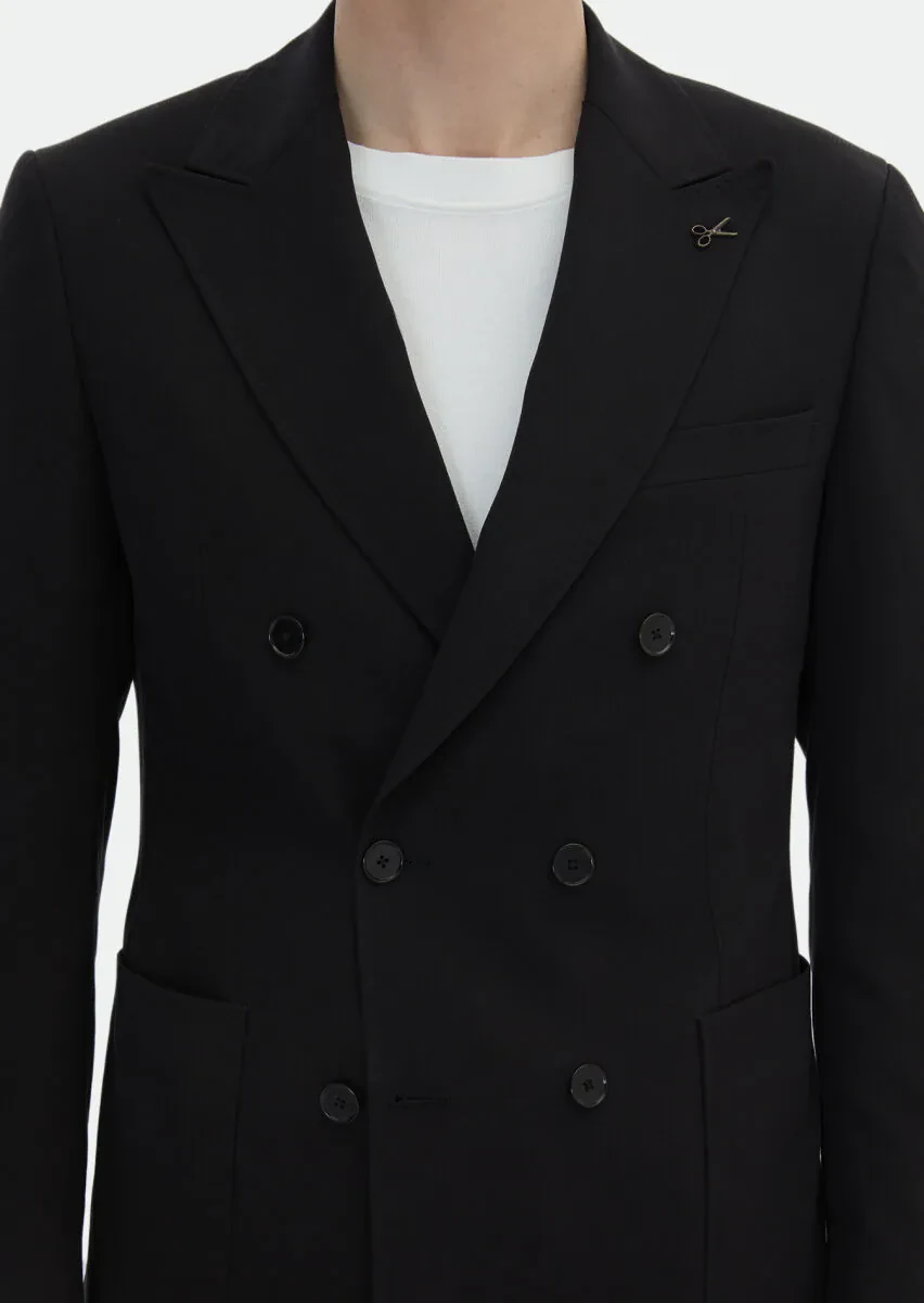 Siyah Düz Zeroweight Slim Fit Takım Elbise - 5