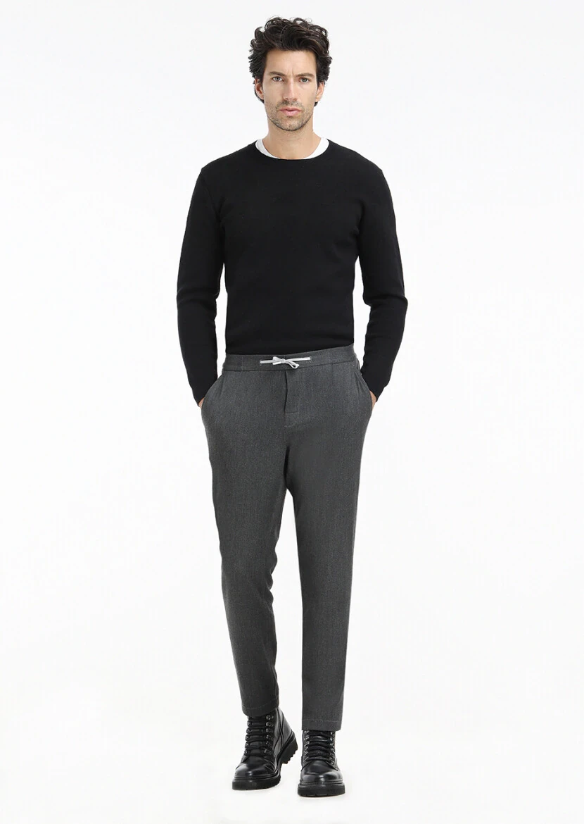 Siyah Jakarlı Triko Kazak - 1