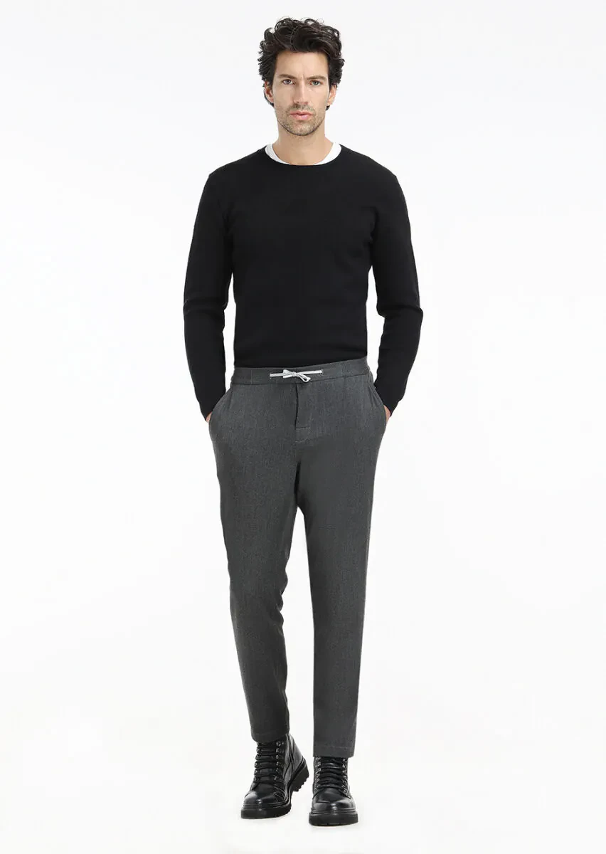 Siyah Jakarlı Triko Kazak - 1