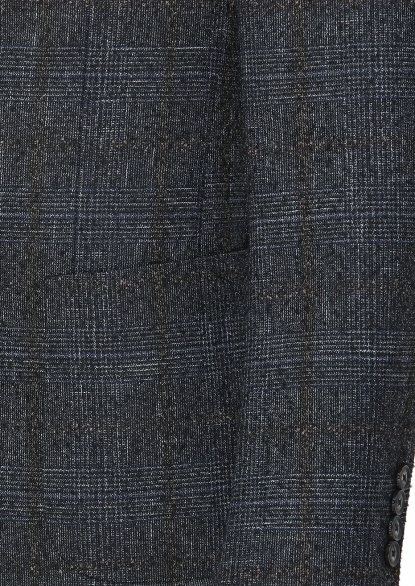 Siyah Kareli Zeroweight Slim Fit Yün Karışımlı Ceket - 3