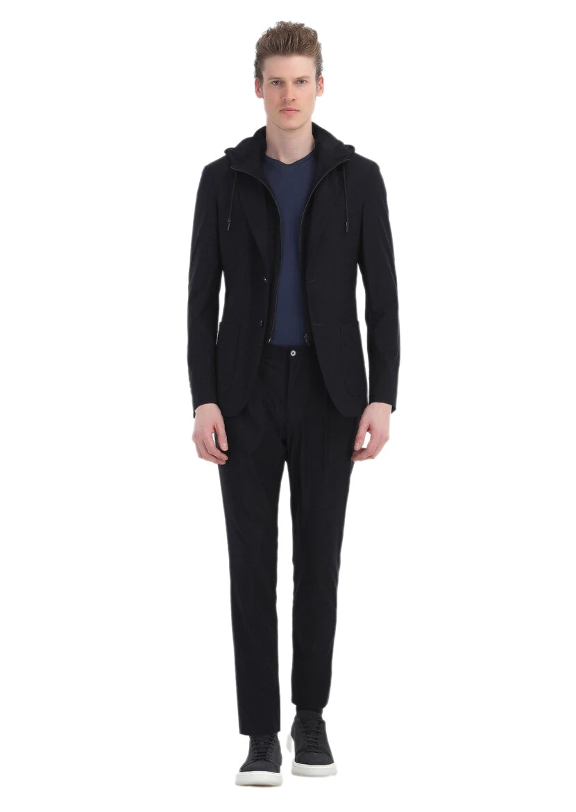 Siyah Mikro Comfort Fit Örme Takım Elbise - RAMSEY