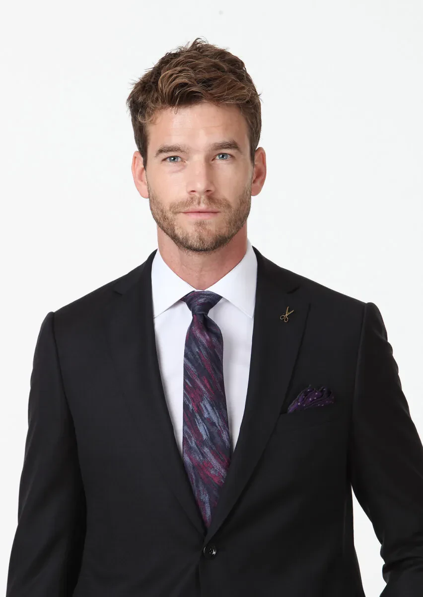 Siyah Mikro Regular Fit %100 Yün Takım Elbise - 3