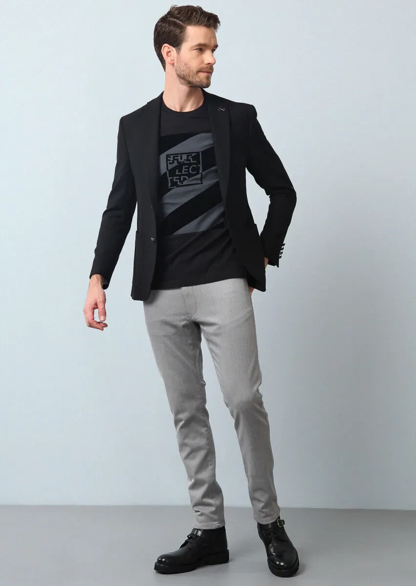 Siyah Mikro Zeroweight Slim Fit Yün Karışımlı Ceket - 4
