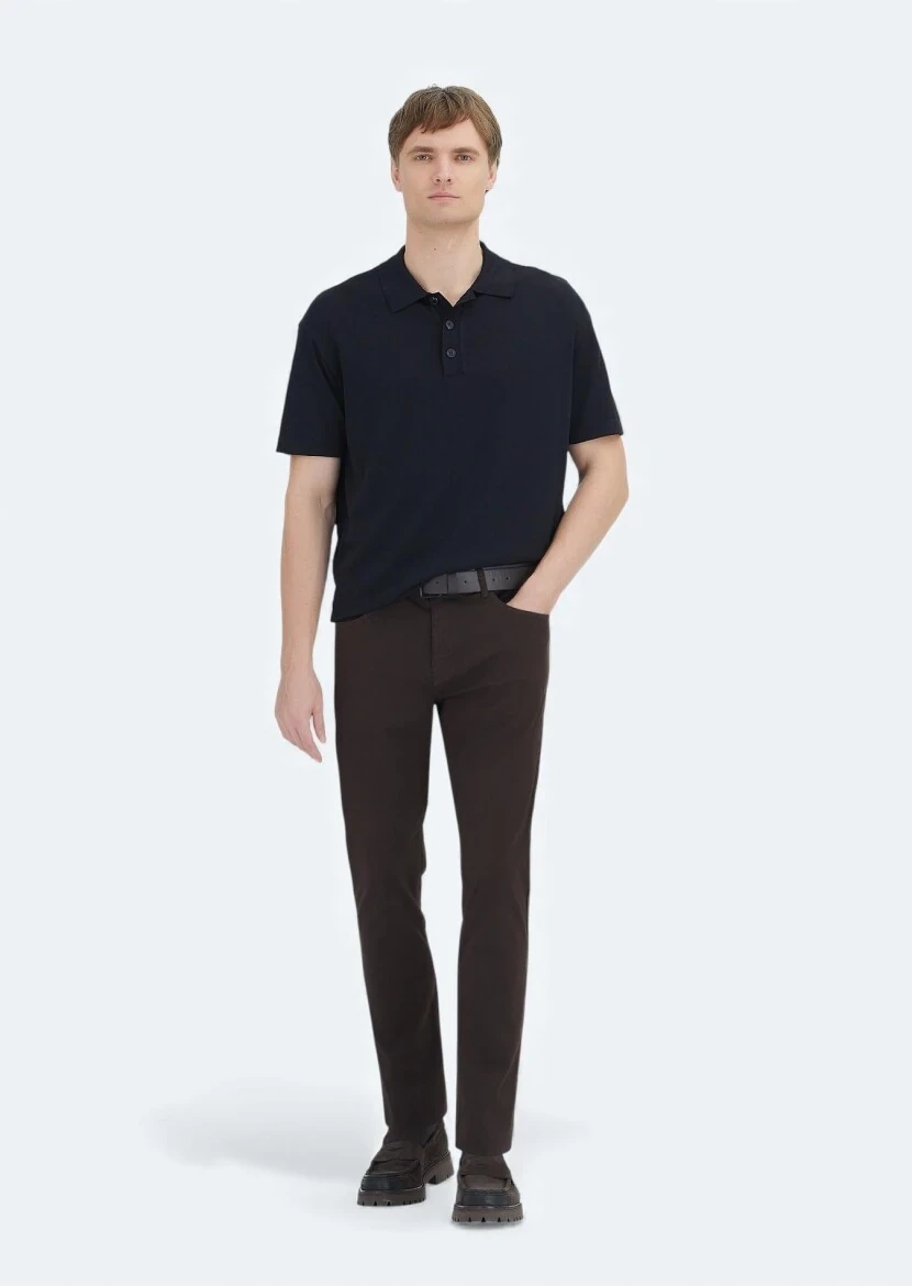 Siyah Polo Yaka Düz Örgü Triko - RAMSEY