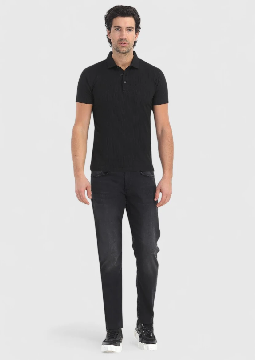 Siyah Polo Yaka T-Shirt - 1