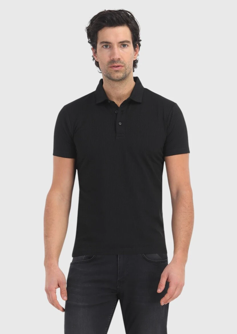 Siyah Polo Yaka T-Shirt - 2