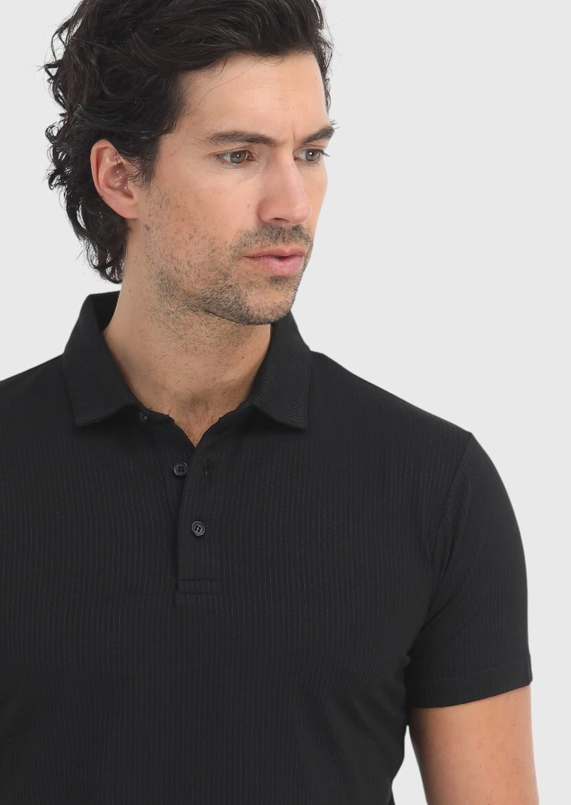 Siyah Polo Yaka T-Shirt - 3