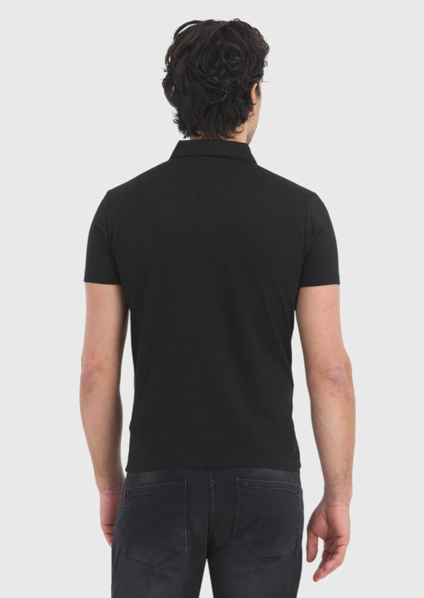 Siyah Polo Yaka T-Shirt - 4