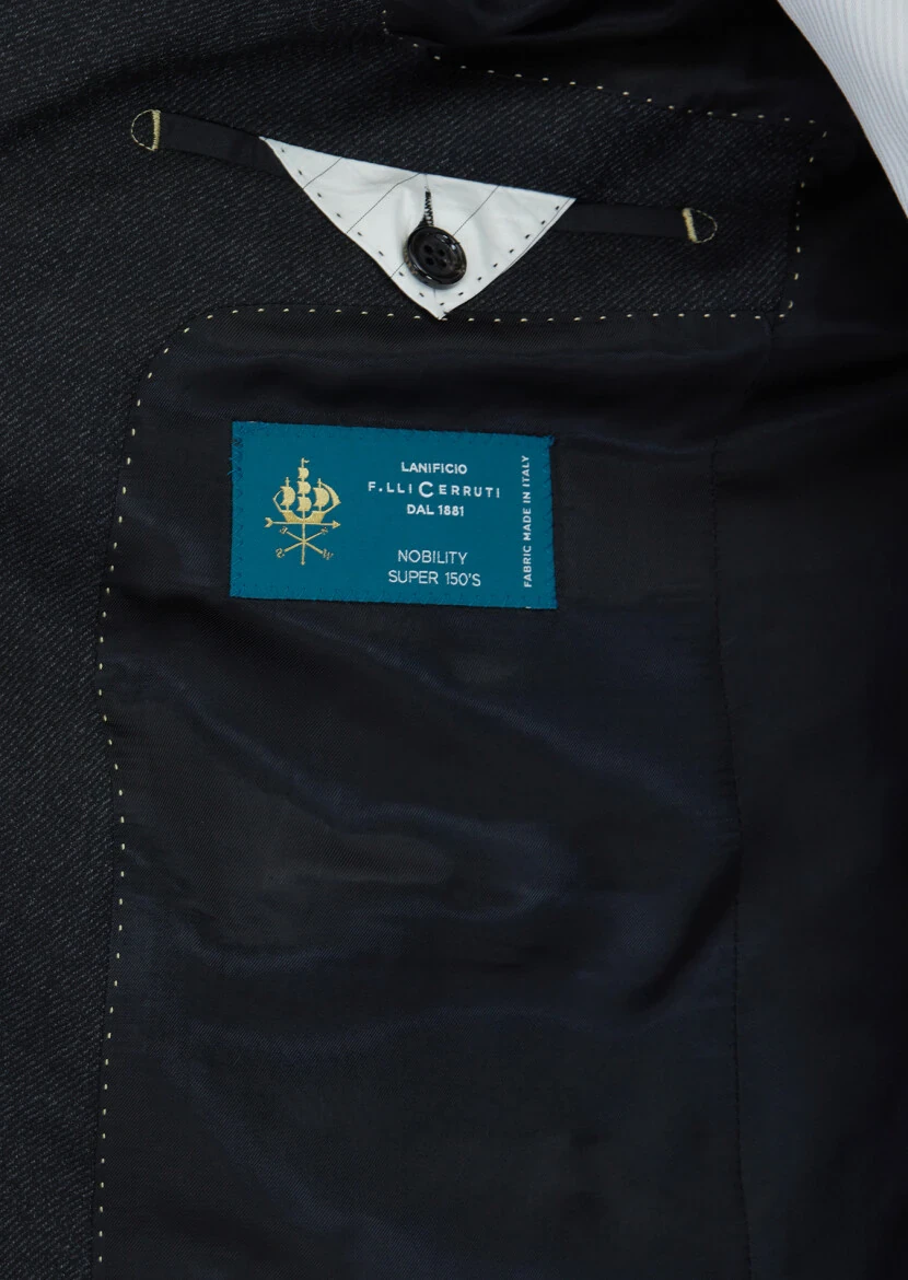 Siyah Regular Fit %100 Yün Takım Elbise - 7