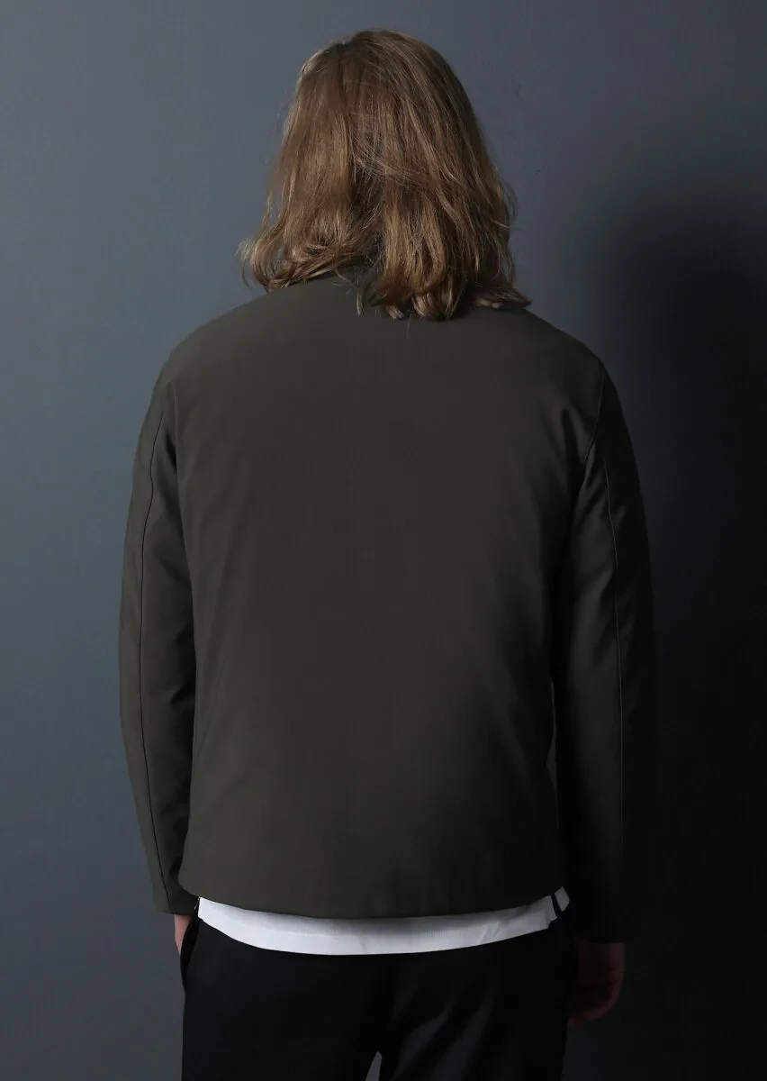 Siyah Regular Fit Dik Yaka Casual Dokuma Çift Taraflı Mont - 4