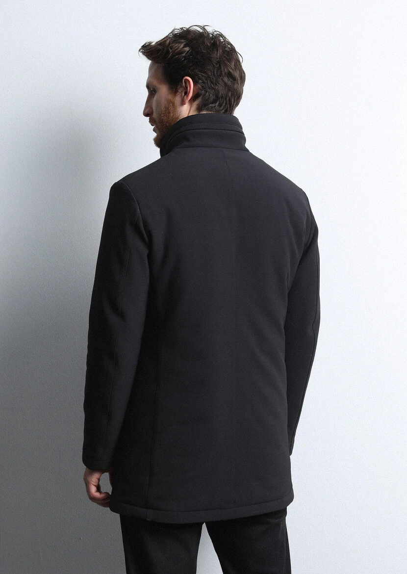 Siyah Regular Fit Dik Yaka Casual Dokuma Kaban - 5