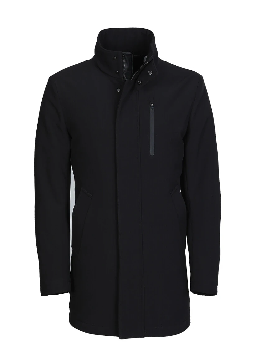 Siyah Regular Fit Dik Yaka Casual Dokuma Kaban - 6