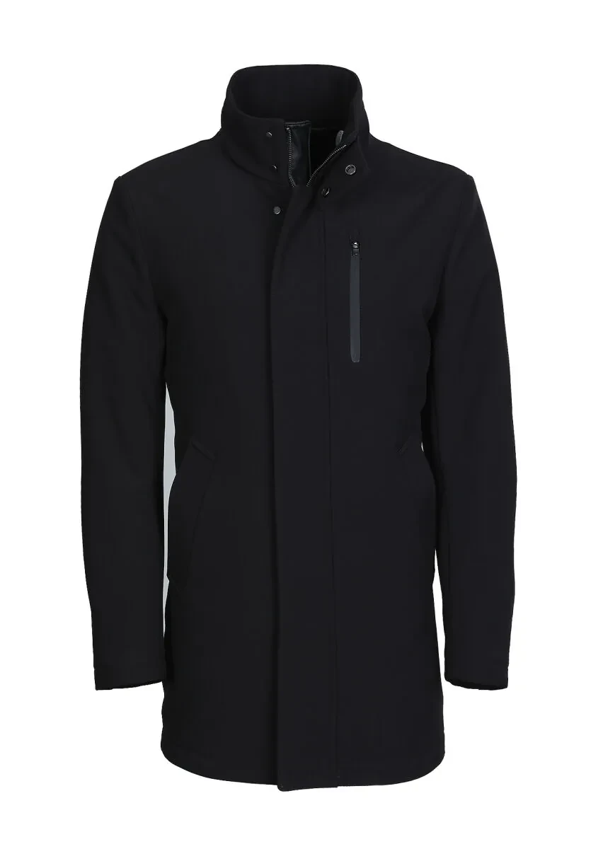 Siyah Regular Fit Dik Yaka Casual Dokuma Kaban - 6