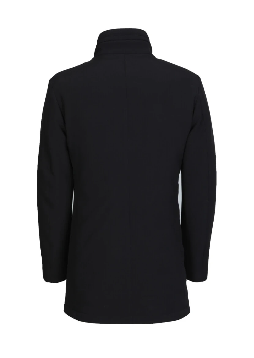 Siyah Regular Fit Dik Yaka Casual Dokuma Kaban - 7