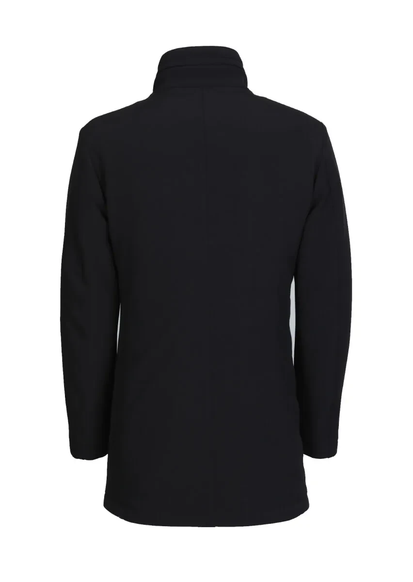 Siyah Regular Fit Dik Yaka Casual Dokuma Kaban - 7