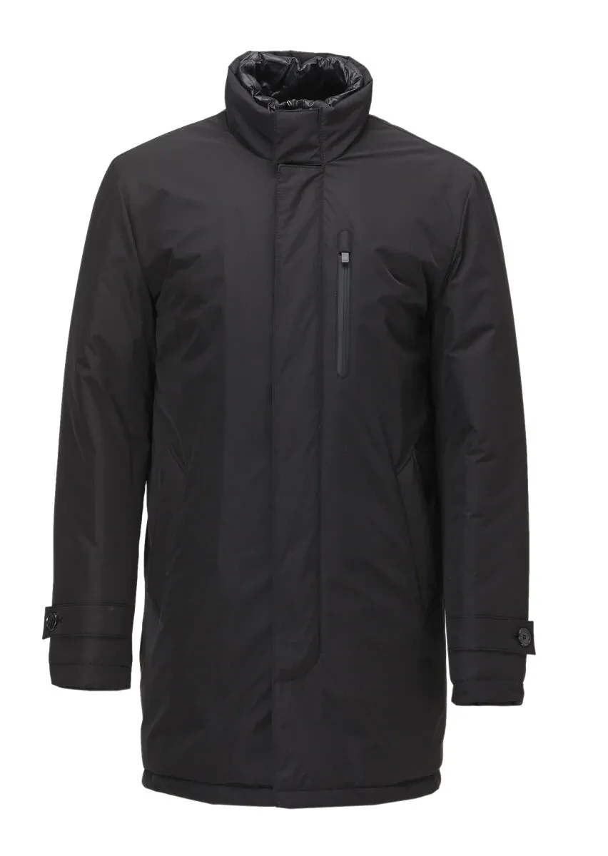 Siyah Regular Fit Dik Yaka Casual Dokuma Kaban - 1