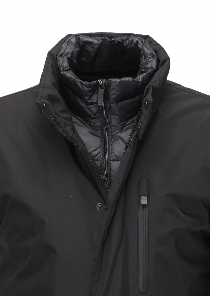 Siyah Regular Fit Dik Yaka Casual Dokuma Kaban 