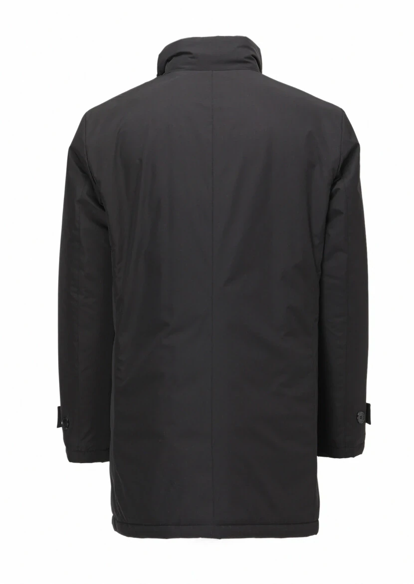 Siyah Regular Fit Dik Yaka Casual Dokuma Kaban - 3