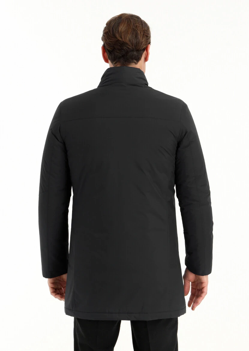 Siyah Regular Fit Dik Yaka Casual Dokuma Kaban - 5