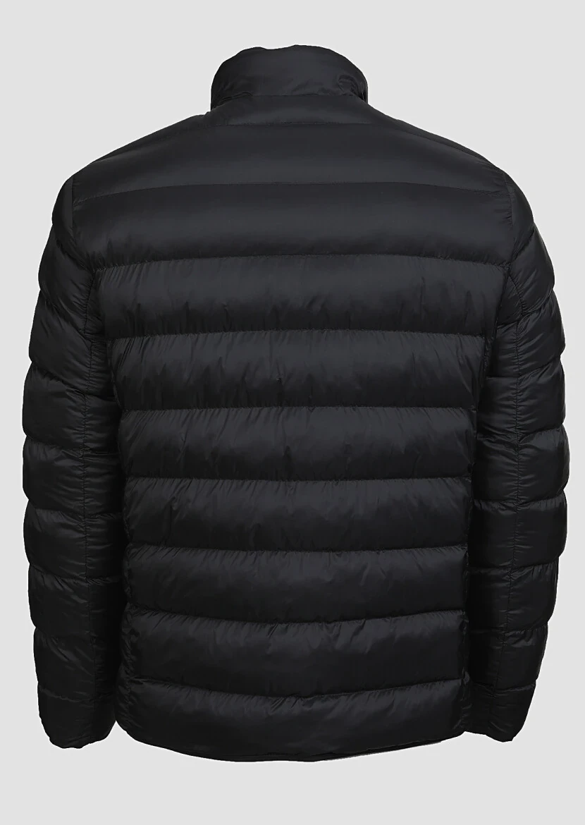 Siyah Regular Fit Dik Yaka Casual Dokuma Mont - 9