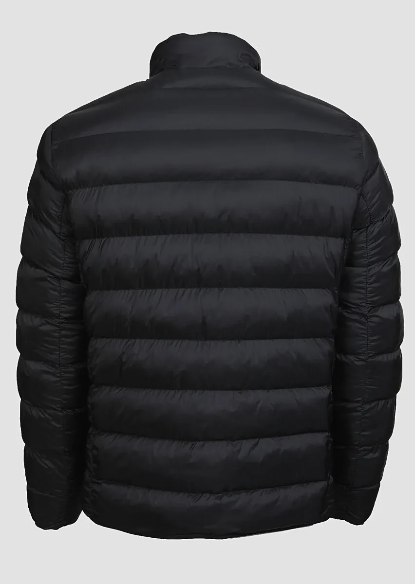 Siyah Regular Fit Dik Yaka Casual Dokuma Mont - 9