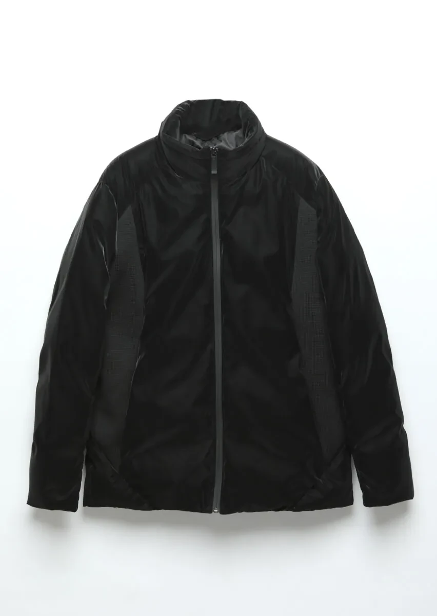 Siyah Regular Fit Dik Yaka Casual Dokuma Mont - 8