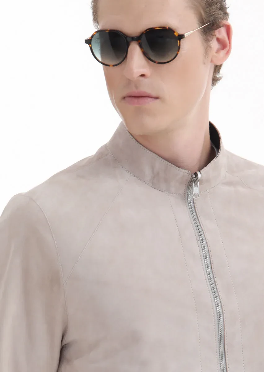 Siyah Regular Fit Dik Yaka Casual Süet Çift Taraflı Deri Mont - 7