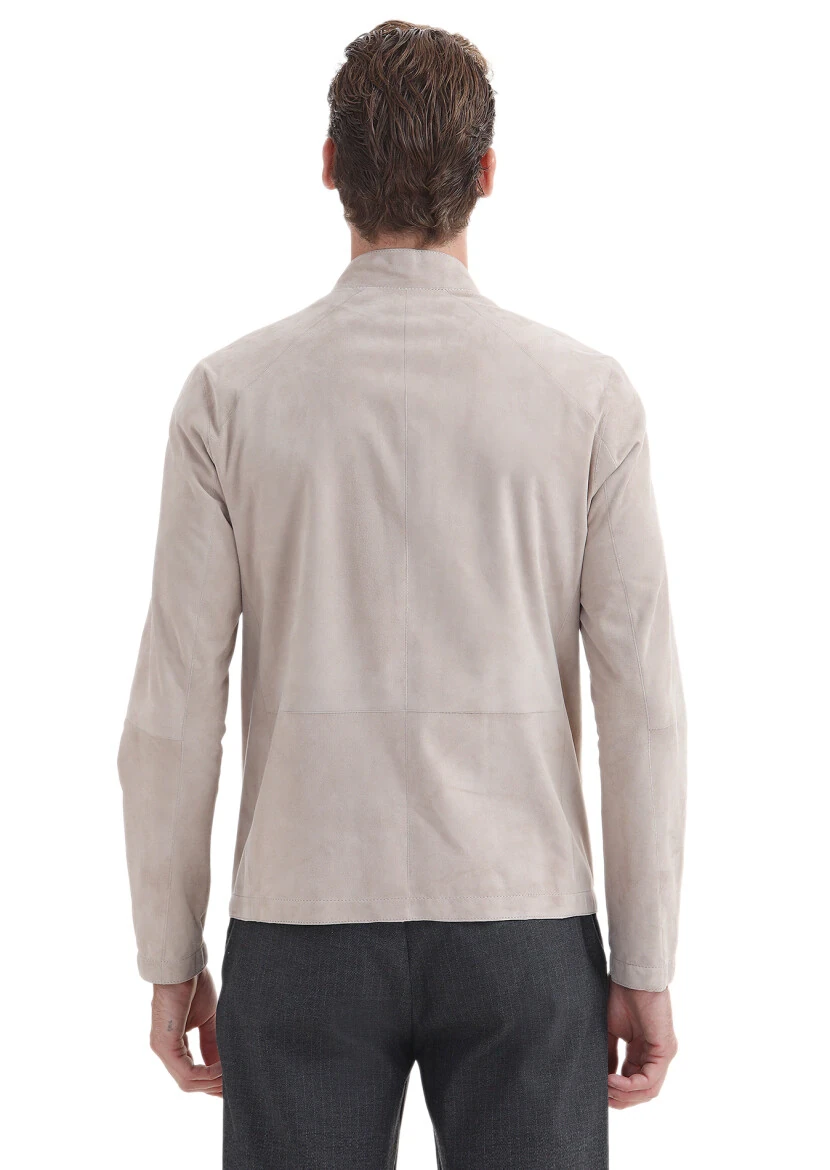 Siyah Regular Fit Dik Yaka Casual Süet Çift Taraflı Deri Mont - 9