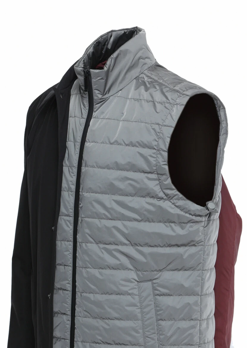 Siyah Regular Fit Gömlek Yaka Casual Dokuma Pardesü - 7